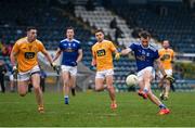 7 November 2020; Thomas Edward Donohue of Cavan scores a late point during the Ulster GAA Football Senior Championship Quarter-Final match between Cavan and Antrim at Kingspan Breffni in Cavan. Photo by Ramsey Cardy/Sportsfile