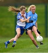 7 November 2020; Carla Rowe of Dublin in action against Aileen Wall of Waterford during the TG4 All-Ireland Senior Ladies Football Championship Round 2 match between Dublin and Waterford at Baltinglass GAA Club in Baltinglass, Wicklow. Photo by Stephen McCarthy/Sportsfile