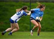 7 November 2020; Kate Sullivan of Dublin in action against Laura Mulcahy of Waterford during the TG4 All-Ireland Senior Ladies Football Championship Round 2 match between Dublin and Waterford at Baltinglass GAA Club in Baltinglass, Wicklow. Photo by Stephen McCarthy/Sportsfile
