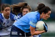 7 November 2020; Niamh McEvoy of Dublin in action against Laura Mulcahy, left, and Katie Murray of Waterford during the TG4 All-Ireland Senior Ladies Football Championship Round 2 match between Dublin and Waterford at Baltinglass GAA Club in Baltinglass, Wicklow. Photo by Stephen McCarthy/Sportsfile