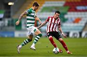 7 November 2020; Adam Hammill of Derry City in action against Lee Grace of Shamrock Rovers during the SSE Airtricity League Premier Division match between Shamrock Rovers and Derry City at Tallaght Stadium in Dublin. Photo by Seb Daly/Sportsfile