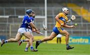 7 November 2020; Aron Shanagher of Clare in action against Lee Cleere and Donncha Hartnett of Laois during the GAA Hurling All-Ireland Senior Championship Qualifier Round 1 match between Clare and Laois at UPMC Nowlan Park in Kilkenny. Photo by Brendan Moran/Sportsfile