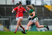 7 November 2020; Siofra O'Shea of Kerry in action against Shauna Kelly of Cork during the TG4 All-Ireland Senior Ladies Football Championship Round 2 match between Cork and Kerry at Austin Stack Park in Tralee, Kerry. Photo by Eóin Noonan/Sportsfile