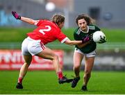 7 November 2020; Hannah O'Donoghue of Kerry in action against Aisling Kelleher of Cork during the TG4 All-Ireland Senior Ladies Football Championship Round 2 match between Cork and Kerry at Austin Stack Park in Tralee, Kerry. Photo by Eóin Noonan/Sportsfile