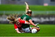 7 November 2020; Andrea Murphy of Kerry is tackled by Roisin Phelan of Cork during the TG4 All-Ireland Senior Ladies Football Championship Round 2 match between Cork and Kerry at Austin Stack Park in Tralee, Kerry. Photo by Eóin Noonan/Sportsfile