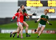 7 November 2020; Anna Galvin of Kerry in action against Melissa Duggan of Cork during the TG4 All-Ireland Senior Ladies Football Championship Round 2 match between Cork and Kerry at Austin Stack Park in Tralee, Kerry. Photo by Eóin Noonan/Sportsfile