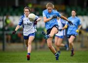 7 November 2020; Sarah McCaffrey of Dublin in action against Aoife Murray of Waterford during the TG4 All-Ireland Senior Ladies Football Championship Round 2 match between Dublin and Waterford at Baltinglass GAA Club in Baltinglass, Wicklow. Photo by Stephen McCarthy/Sportsfile