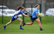7 November 2020; Orlagh Nolan of Dublin in action against Emma Murray of Waterford during the TG4 All-Ireland Senior Ladies Football Championship Round 2 match between Dublin and Waterford at Baltinglass GAA Club in Baltinglass, Wicklow. Photo by Stephen McCarthy/Sportsfile