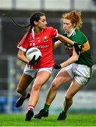 7 November 2020; Eimear Meaney of Cork in action against Louise Ní Mhuircheartaigh of Kerry during the TG4 All-Ireland Senior Ladies Football Championship Round 2 match between Cork and Kerry at Austin Stack Park in Tralee, Kerry. Photo by Eóin Noonan/Sportsfile