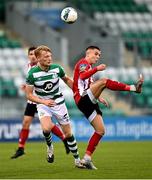 7 November 2020; Jack Malone of Derry City in action against Liam Scales of Shamrock Rovers during the SSE Airtricity League Premier Division match between Shamrock Rovers and Derry City at Tallaght Stadium in Dublin. Photo by Seb Daly/Sportsfile