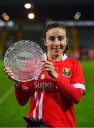 7 November 2020; Melissa Duggan of Cork accepts the Player of the Match award following the TG4 All-Ireland Ladies Senior Football Championship Fixture between Cork and Kerry, at Austin Stack Park, Tralee, Kerry. Photo by Eóin Noonan/Sportsfile