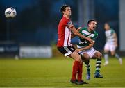 7 November 2020; Dean Williams of Shamrock Rovers is fouled by Eoin Toal of Derry City during the SSE Airtricity League Premier Division match between Shamrock Rovers and Derry City at Tallaght Stadium in Dublin. Photo by Seb Daly/Sportsfile
