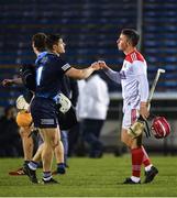 7 November 2020; Alan Nolan of Dublin greets Anthony Nash of Cork after the GAA Hurling All-Ireland Senior Championship Qualifier Round 1 match between Dublin and Cork at Semple Stadium in Thurles, Tipperary. Photo by Daire Brennan/Sportsfile