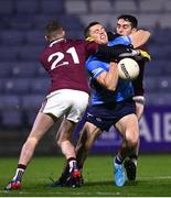 7 November 2020; Con O'Callaghan of Dublin is tackled by Conor Slevin, left, and  Ray Connellan of Westmeath during the Leinster GAA Football Senior Championship Quarter-Final match between Dublin and Westmeath at MW Hire O'Moore Park in Portlaoise, Laois. Photo by Harry Murphy/Sportsfile