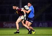 7 November 2020; Brian Howard of Dublin in action against Ronan O'Toole of Westmeath during the Leinster GAA Football Senior Championship Quarter-Final match between Dublin and Westmeath at MW Hire O'Moore Park in Portlaoise, Laois. Photo by Harry Murphy/Sportsfile