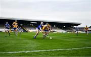 7 November 2020; Ryan Mullaney of Laois and Ryan Taylor of Clare contest possession during the GAA Hurling All-Ireland Senior Championship Qualifier Round 1 match between Clare and Laois at UPMC Nowlan Park in Kilkenny. Photo by Brendan Moran/Sportsfile
