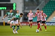 7 November 2020; Adam Hammill of Derry City in action against Lee Grace of Shamrock Rovers during the SSE Airtricity League Premier Division match between Shamrock Rovers and Derry City at Tallaght Stadium in Dublin. Photo by Seb Daly/Sportsfile