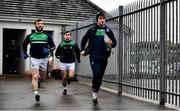 8 November 2020; Fermanagh players, from left, Danny Teague, Luke Flanagan and Lorcan McStravick make their way to the pitch to warm up ahead the Ulster GAA Football Senior Championship Quarter-Final match between Fermanagh and Down at Brewster Park in Enniskillen, Fermanagh. Photo by Sam Barnes/Sportsfile