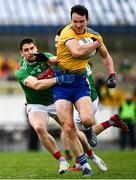 8 November 2020; TadhgO'Rourke of Roscommon in action against Lee Keegan of Mayo during the Connacht GAA Football Senior Championship Semi-Final match between Roscommon and Mayo at Dr Hyde Park in Roscommon. Photo by Harry Murphy/Sportsfile