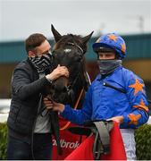 8 November 2020; Owner and trainer Ronan McNally, left, and jockey Paul Townend celebrate in the winners enclosure after sending out The Jam Man to win the Ladbrokes Troytown Handicap Steeplechase at Navan Racecourse in Meath. Photo by Seb Daly/Sportsfile