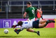 8 November 2020; Bryan Menton of Meath scores the third goal past Wicklow goalkeeper Mark Jackson during the Leinster GAA Football Senior Championship Quarter-Final match between Wicklow and Meath at the County Grounds in Aughrim, Wicklow. Photo by Matt Browne/Sportsfile