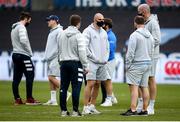 8 November 2020; Rhys Ruddock of Leinster, centre, inspects the pitch with his team-mates ahead of the Guinness PRO14 match between Ospreys and Leinster at Liberty Stadium in Swansea, Wales. Photo by Chris Fairweather/Sportsfile