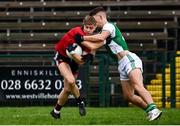 8 November 2020; Jerome Johnston of Down in action against Jonny Cassidy of Fermanagh during the Ulster GAA Football Senior Championship Quarter-Final match between Fermanagh and Down at Brewster Park in Enniskillen, Fermanagh. Photo by Sam Barnes/Sportsfile