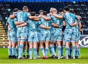 8 November 2020; Leinster players huddle ahead of the Guinness PRO14 match between Ospreys and Leinster at Liberty Stadium in Swansea, Wales. Photo by Chris Fairweather/Sportsfile
