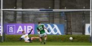 8 November 2020; Jordan Morris of Meath scores a penalty past Wicklow goalkeeper Mark Jackson during the Leinster GAA Football Senior Championship Quarter-Final match between Wicklow and Meath at the County Grounds in Aughrim, Wicklow. Photo by Matt Browne/Sportsfile