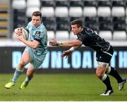 8 November 2020; Rory O'Loughlin of Leinster is challenged by Scott Williams of Ospreys during the Guinness PRO14 match between Ospreys and Leinster at Liberty Stadium in Swansea, Wales. Photo by Chris Fairweather/Sportsfile
