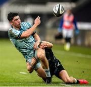 8 November 2020; Jimmy O'Brien of Leinster is tackled by Luke Morgan of Ospreys during the Guinness PRO14 match between Ospreys and Leinster at Liberty Stadium in Swansea, Wales. Photo by Chris Fairweather/Sportsfile