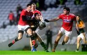 8 November 2020; David Moran of Kerry is tackled by Luke Connolly of Cork during the Munster GAA Football Senior Championship Semi-Final match between Cork and Kerry at Páirc Uí Chaoimh in Cork. Photo by Eóin Noonan/Sportsfile