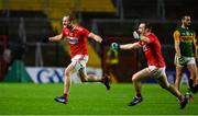 8 November 2020; Ruairi Deane and Mattie Taylor of Cork celebrate at the final whistle of the Munster GAA Football Senior Championship Semi-Final match between Cork and Kerry at Páirc Uí Chaoimh in Cork. Photo by Brendan Moran/Sportsfile