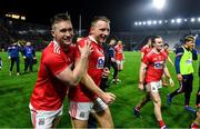 8 November 2020; Kevin Flahive, left, and Brian Hurley of Cork celebrate after the Munster GAA Football Senior Championship Semi-Final match between Cork and Kerry at Páirc Uí Chaoimh in Cork. Photo by Brendan Moran/Sportsfile