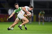 8 November 2020; Con Kavanagh of Kildare in action against Eoin Carroll of Offaly during the Leinster GAA Football Senior Championship Quarter-Final match between Offaly and Kildare at MW Hire O'Moore Park in Portlaoise, Laois. Photo by Piaras Ó Mídheach/Sportsfile