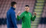 9 November 2020; John Egan, right, and Kevin Long during a Republic of Ireland training session at The Hive in Barnet, England. Photo by Stephen McCarthy/Sportsfile