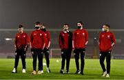 9 November 2020; Derry City players walk the pitch prior to the SSE Airtricity League Premier Division match between Cork City and Derry City at Turners Cross in Cork. Photo by Eóin Noonan/Sportsfile