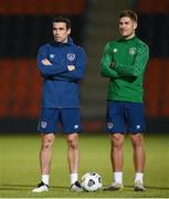 9 November 2020; Seamus Coleman, left, and James Collins during a Republic of Ireland training session at The Hive in Barnet, England. Photo by Stephen McCarthy/Sportsfile