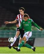 9 November 2020; Beineón O'Brien Whitmarsh of Cork City in action against Eoin Toal of Derry City during the SSE Airtricity League Premier Division match between Cork City and Derry City at Turners Cross in Cork. Photo by Eóin Noonan/Sportsfile