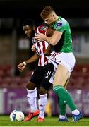 9 November 2020; James Akintunde of Derry City in action against Jake O'Brien of Cork City during the SSE Airtricity League Premier Division match between Cork City and Derry City at Turners Cross in Cork. Photo by Eóin Noonan/Sportsfile