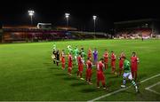9 November 2020; Shamrock Rovers players run out to a guard of honour from Shelbourne players prior to the SSE Airtricity League Premier Division match between Shelbourne and Shamrock Rovers at Tolka Park in Dublin. Photo by Seb Daly/Sportsfile