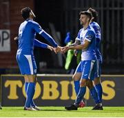 9 November 2020; Adam Foley of Finn Harps celebrates with Kosovar Sadiki of Finn Harps after scoring his side's first goal during the SSE Airtricity League Premier Division match between Finn Harps and Waterford at Finn Park in Ballybofey, Donegal. Photo by Harry Murphy/Sportsfile