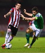 9 November 2020; Adam Hammill of Derry City in action against Gearóid Morrissey of Cork City during the SSE Airtricity League Premier Division match between Cork City and Derry City at Turners Cross in Cork. Photo by Eóin Noonan/Sportsfile