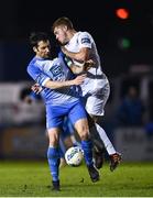 9 November 2020; Gareth Harkin of Finn Harps in action against Niall O’Keeffe of Waterford during the SSE Airtricity League Premier Division match between Finn Harps and Waterford at Finn Park in Ballybofey, Donegal. Photo by Harry Murphy/Sportsfile