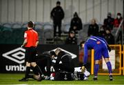9 November 2020; Patrick Hoban of Dundalk is consoled by Ed McGinty of Sligo Rovers as he receives medical attention after picking up an injury during the SSE Airtricity League Premier Division match between Dundalk and Sligo Rovers at Oriel Park in Dundalk, Louth. Photo by Sam Barnes/Sportsfile