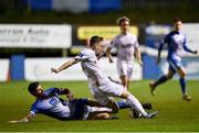 9 November 2020; Darragh Power of Waterford is tackled by Adam Foley of Finn Harps during the SSE Airtricity League Premier Division match between Finn Harps and Waterford at Finn Park in Ballybofey, Donegal. Photo by Harry Murphy/Sportsfile