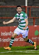 9 November 2020; Aaron Greene of Shamrock Rovers celebrates after scoring his side's second goal during the SSE Airtricity League Premier Division match between Shelbourne and Shamrock Rovers at Tolka Park in Dublin. Photo by Seb Daly/Sportsfile