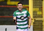 9 November 2020; Aaron Greene of Shamrock Rovers celebrates after scoring his side's second goal during the SSE Airtricity League Premier Division match between Shelbourne and Shamrock Rovers at Tolka Park in Dublin. Photo by Seb Daly/Sportsfile