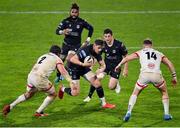 9 November 2020; Glenn Bryce of Glasgow Warriors in action against John Andrew, left, and Craig Gilroy of Ulster during the Guinness PRO14 match between Ulster and Glasgow Warriors at the Kingspan Stadium in Belfast. Photo by Ramsey Cardy/Sportsfile