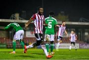 9 November 2020; James Akintunde of Derry City celebrates after scoring his side's first goal during the SSE Airtricity League Premier Division match between Cork City and Derry City at Turners Cross in Cork. Photo by Eóin Noonan/Sportsfile
